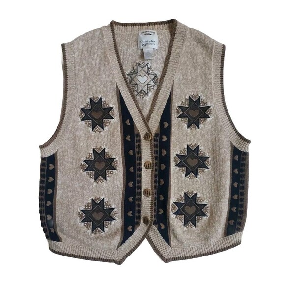 Vintage Christopher & Banks Hand Embroidered Fraktur Hex Sweater Vest Size XL - Picture 1 of 8